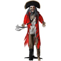 Skelet Piraten met standaard, licht, geluid en beweging van 1,90 m
