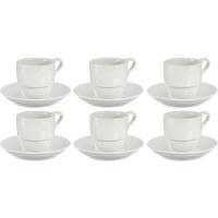 Witte porseleinen koffiekopje van 200 ml met schotel - 6 services