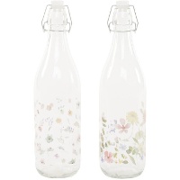 Fles van 1 L met bloemen - 1 stuk