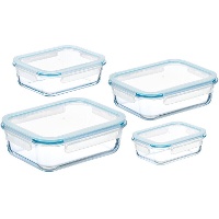 Set van 4 bewaardozen van borosilicaat - verschillende maten