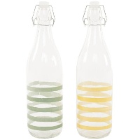 Fles van 1 L met groene of gele strepen - 1 stuk