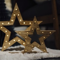 Houten ster decoratie met 25 leds - 1 stuk
