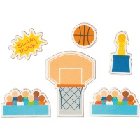 2D suikerdecoratie voor taart - Basketbal - 12 stuks