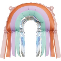 Regenboogballon met franjes 33 x 31,5 cm