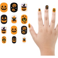 Kinder nepnagels met pompoendesign - 12 stuks