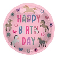 Verjaardag ballon met paarden 45 cm - Folat
