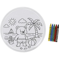 Stoffen frisbee van 20 cm om in te kleuren met waskrijtjes