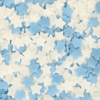 Blauwe en witte sterrensprinkles 55 gr - FunCakes