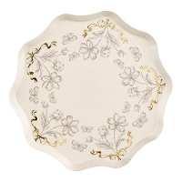 Vintage bloemenborden van 20 cm - 6 stuks