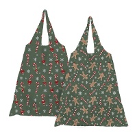 Opvouwbare groene kerststoffen tas - 1 stuk