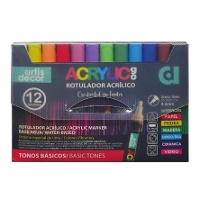 Acrylic Go acrylmarkers 4-5 mm - basistinten - Artis Decor - 12 stuks
