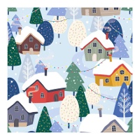 Doos voor snoepjes of cupcakes met kerstlandschap van 17,5 x 17,5 x 8,5 cm