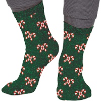 Kerstsokken met glitterende zuurstokken - 1 paar