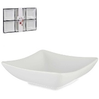 Schaaltje van 12 cm vierkante witte porselein - 6 stuks