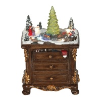 Dressoir met kerstboom met licht, muziek en beweging 15,5 x 13,5 x 22 cm