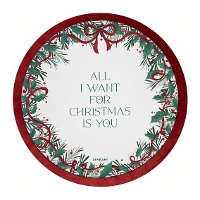 Platen van 23 cm met All I want for Christmas is you - 6 stuks