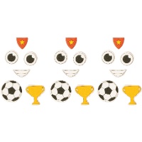 2D suikerdecoraties voor voetbalcupcakes - 24 stuks