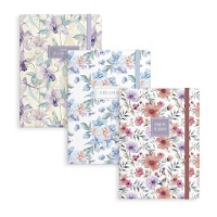 Bloemen notitieboek met elastiek 19 x 13 cm - 1 stuk