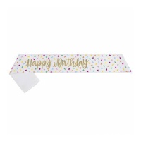 Happy Birthday band met gekleurde driehoekjes 10 x 79 cm