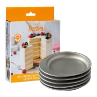 Ronde stalen taartvormpjes 18 x 18 x 3,5 cm - Decoreren - 5 stuks
