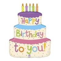 Verjaardagstaart Ballon 'Happy Birthday to You' van 69 cm - Grabo