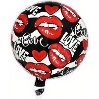Love-ballon met gebeten lippen en hartjes, 45 cm