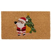 Deurmat van Kerstman met cadeaus en kerstboom