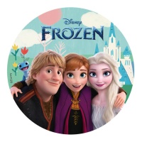 Eetbare wafel van Frozen met Kristoff, Anna en Elsa van 20 cm - Dekora