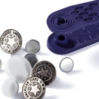 Jeansknopen van 1,7 cm American Star met gereedschap - Prym - 8 stuks