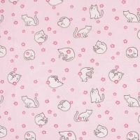 Katoenen Jersey Stof Cherry Blossom Cats - Katia