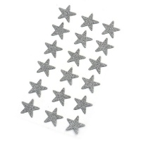 Stervormige stickers met zilveren glitter van 2,6 cm - 18 stuks