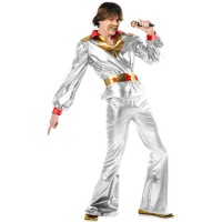 Metallic grijs disco-stijl kostuum voor mannen