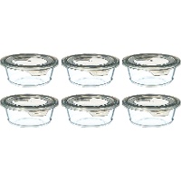 Glazen bewaardozen 0,4 L met grijs deksel - set van 6