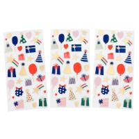 Papieren Verjaardagsfeestje Stickers - 3 vellen