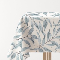 Tafelkleed van 2,00 x 1,45 m met blauwe bladeren stof