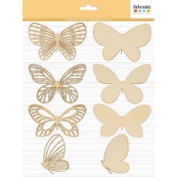 Assorti houten vlinderfiguren van 7 cm - 8 stuks