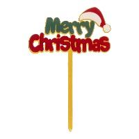 Gouden 'Merry Christmas' taarttopper 10 x 15 mm