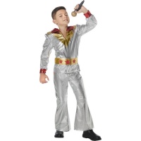 Metallic grijs disco kostuum voor kinderen