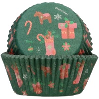 Cupcakevormpjes met kerstversieringen - 48 stuks