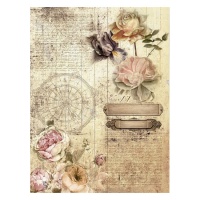 Rijstpapier met rozen en vintage motieven van 29,7 x 42 cm - Artis decor - 1 stuk