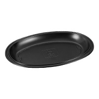 Dienblad van 25 x 18 cm, ovaal van stevig plastic - 3 stuks