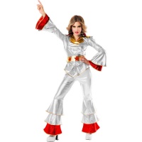 Metallic grijs disco stijl kostuum voor vrouwen