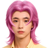 K-Pop rock pink pruik voor mannen - BESCHIKBAAR DECEMBER 2025