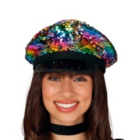 Politiepet met multicolor pailletten