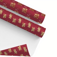 Cadeaupapier met beertjes en hartjes 2 x 0,70 m - 1 stuk