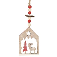 Houten kersthuisje hanger van 6 x 9 cm