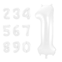 Witte nummerballon van 86 cm - Folat - 1 stuk