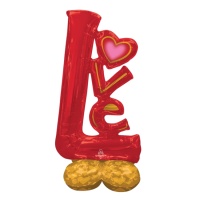 Gigantische Love ballon met voet in rood van 73 x 147 cm - Anagram