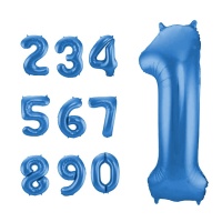 Mat blauwe nummer ballon van 86 cm - Folat - 1 stuk