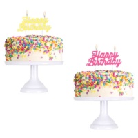 Fluor Happy Birthday kaars - 1 stuk